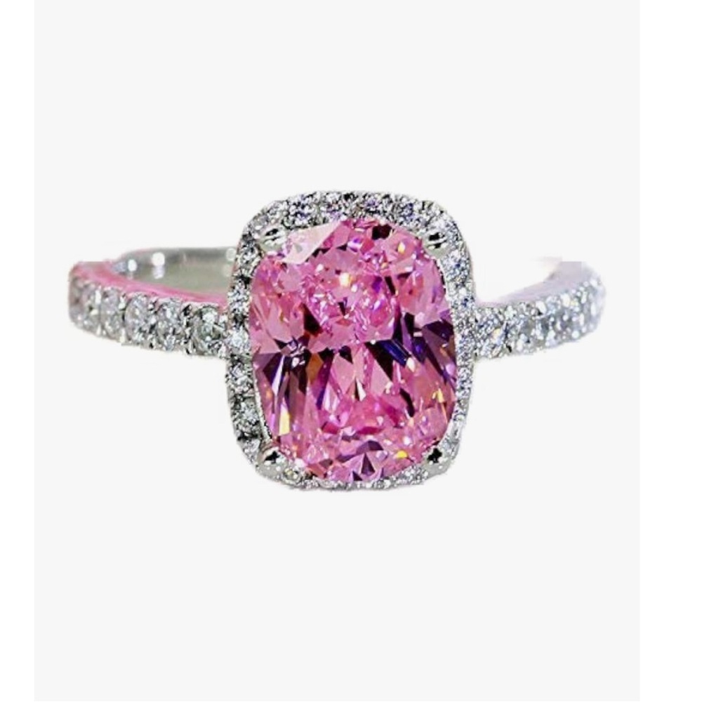 Pink and Silver Women's Ring Size 7